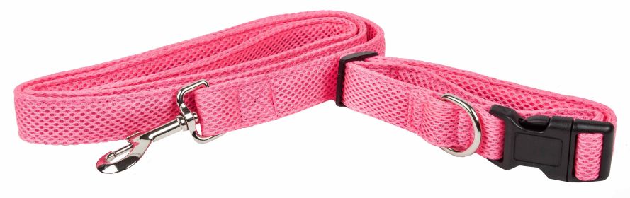 Pet Life 'Aero Mesh' 2-In-1 Dual Sided Comfortable And Breathable Adjustable Mesh Dog Leash-Collar (Color: PINK, size: small)